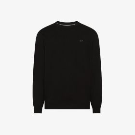 Maglia girocollo in cotone e lana nero