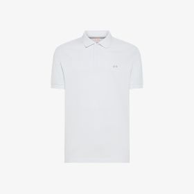 Polo in piquet di cotone stretch bianco