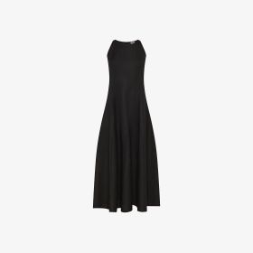 Black linen blend maxi dress