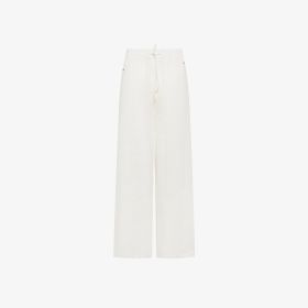 Pantaloni in jersey di lino bianco panna