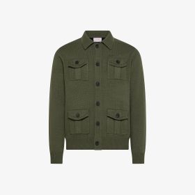 Cardigan in lana e cashmere con tasche verde militare scuro