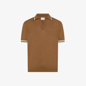 Fox brown cotton knit polo shirt
