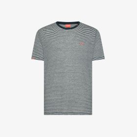 T-shirt in jersey di lino a righe blu navy/bianco panna