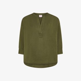 Dark green linen blend blouse