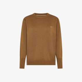 Maglia girocollo in cashmere e lana marrone deserto