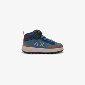 Sneaker Boy's Genius Midi in suede e PU blu avio scuro
