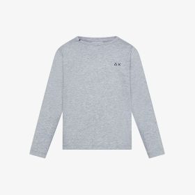 T-shirt in cotone con maniche lunghe grigio chiaro