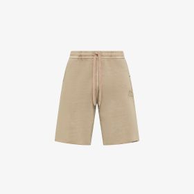 Stone grey cotton fleece Bermuda shorts