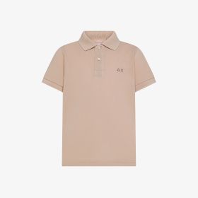 Stone grey short-sleeved cotton polo