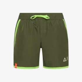 Military green nylon beach shorts