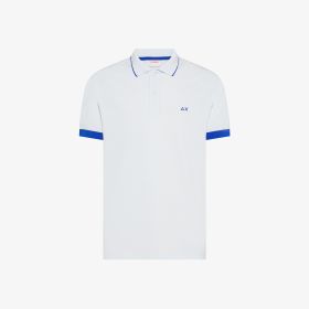 Polo con bordi fluo in cotone bianco