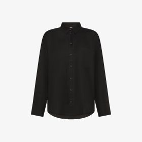 Black oversized linen blend shirt