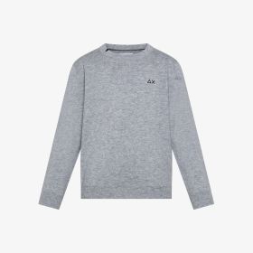 Maglia girocollo in cotone e lana grigio chiaro