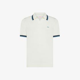 Off white cotton knit polo shirt