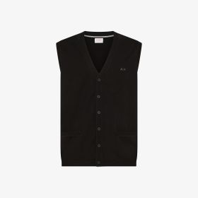 Gilet in lana e cotone nero