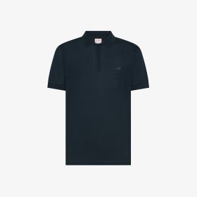 Polo in jersey di lino blu navy