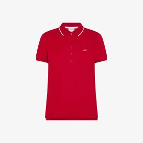 Polo in piquet di cotone rosso