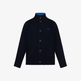 Cardigan in lana e cashmere navy blue