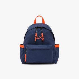 Navy blue/orange fluo cotton canvas backpack