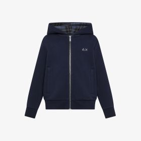 Navy blue cotton fleece zip hoodie