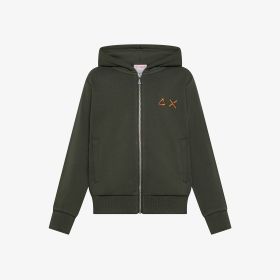 Dark military cotton zip sweatshirt