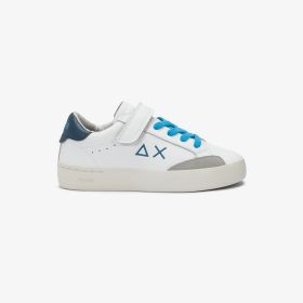 White/navy blue Boy's Street leather sneaker