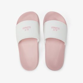 Pink/white PU slides