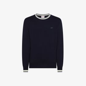 Maglia in lana e cotone con righe navy blue