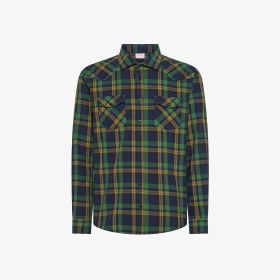 Camicia check in cotone militare scuro