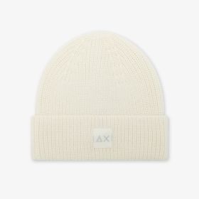 Off white ribbed wool blend beanie