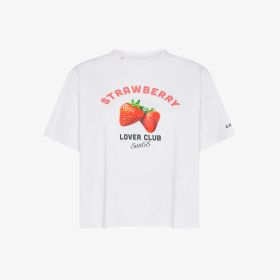 T-shirt in jersey di cotone bianco/rosso