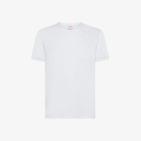 White cotton jersey t-shirt with pocket