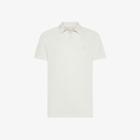 Polo in piquet di cotone bianco panna
