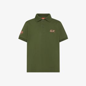 Polo in piquet di cotone verde scuro