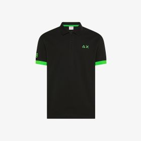 Polo con maxi logo in cotone nero