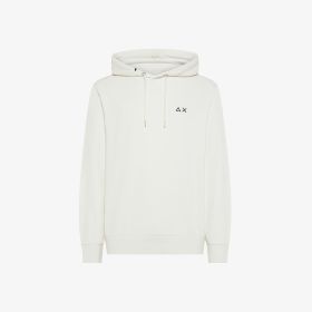 Felpa in cotone con cappuccio bianco panna