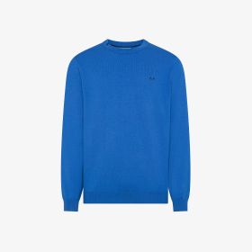 Maglia girocollo in cotone e lana blue