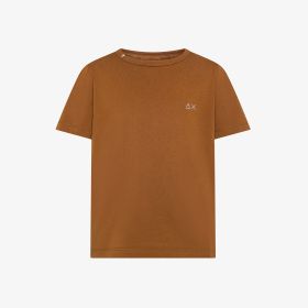 T-shirt girocollo in jersey di cotone marrone cacao