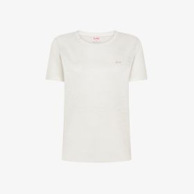 T-shirt in jersey di lino bianco panna