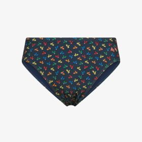 Navy blue/red printed nylon swim briefs