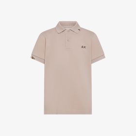 Stone grey cotton piqué polo shirt