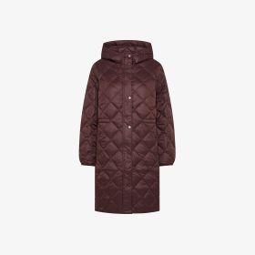 Prune purple long quilted nylon down jacket