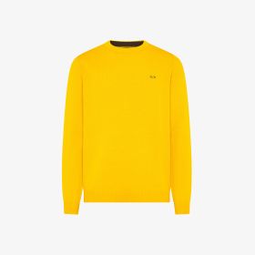 Maglia girocollo in lana e cashmere giallo sole