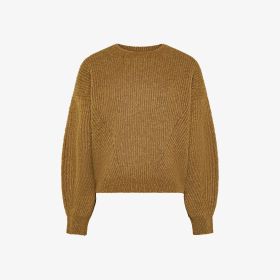 Maglia lurex in lana a coste marrone cacao