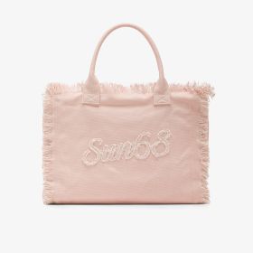 Shopping bag Cali grande in tela di cotone rosa porcellana