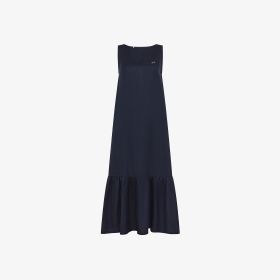 Navy blue linen blend dress