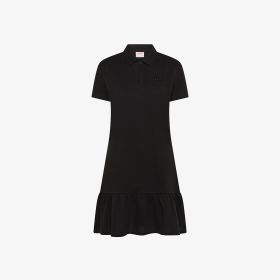 Black cotton piqué polo dress