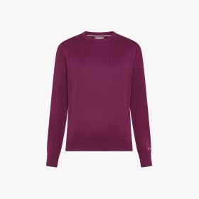 Maglia girocollo in lana e cotone rosa ciclamino