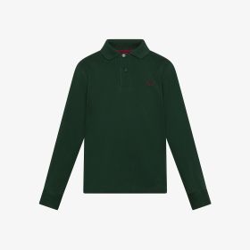 Polo in piquet di cotone con patch verde scuro