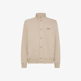 Cardigan in felpa di cotone grigio stone